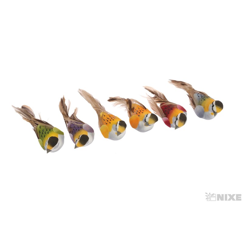 PTÁČEK  KLIPS 10cm 6ks*MIX BAREV