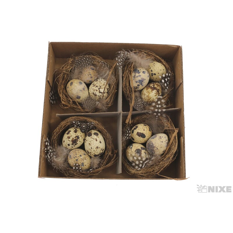 HNÍZDO 8cm 4ks*HNĚDÁ