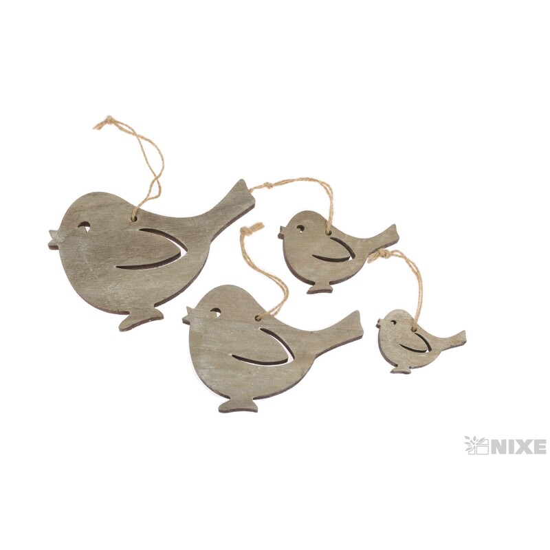 ZÁVĚS D PTÁČEK 5-12cm 4ks*PŘÍRODNÍ