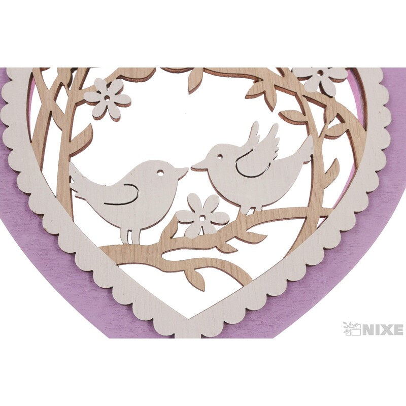 ZÁVĚS SRDCE PTÁČEK 13x50cm*MIX BAREV