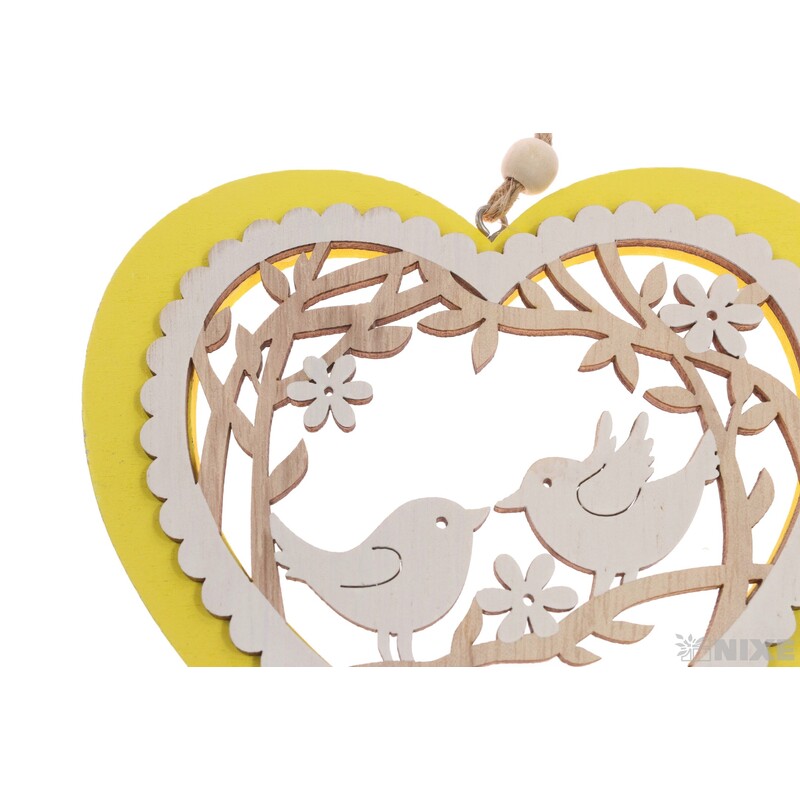 ZÁVĚS SRDCE PTÁČEK 13x50cm*MIX BAREV