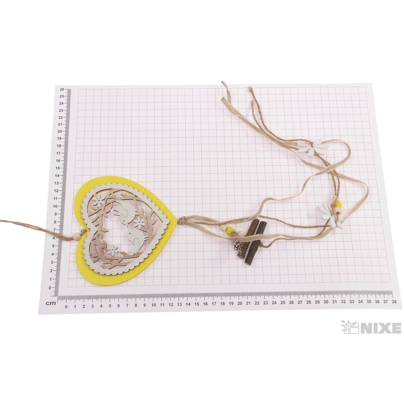 ZÁVĚS SRDCE PTÁČEK 13x50cm*MIX BAREV