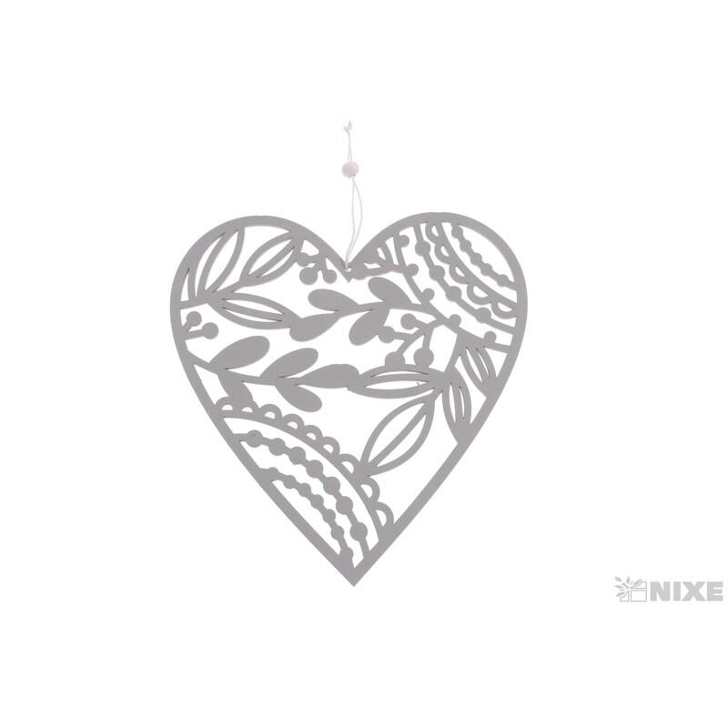 ZÁVĚS SRDCE 19x20cm*ŠEDÁ