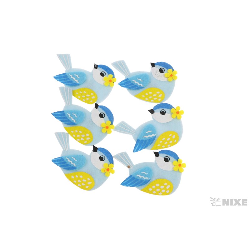 PTÁČEK FILC NALEP 5,5x4cm 6ks*MIX BAREV