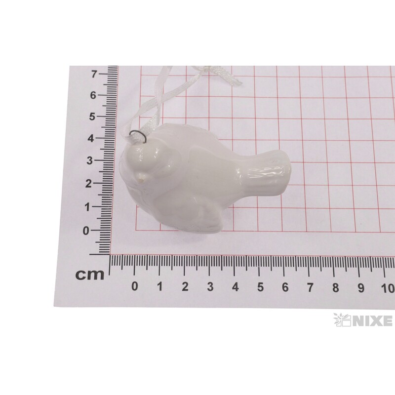 ZÁVĚS PTÁČEK KERAMIKA 4x5x6cm*BÍLÁ