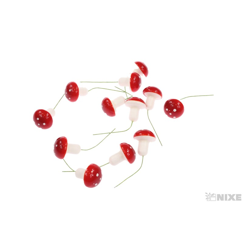 MUCHOMŮRKA DRÁT 3x8cm 12ks*ČERVENÁ