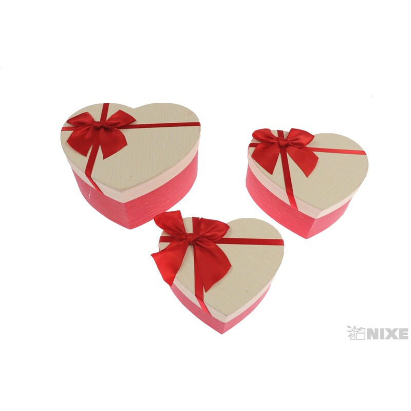 KRABICE SRDCE 21x20x9cm 18x17x7 15x14x6*MIX BAREV