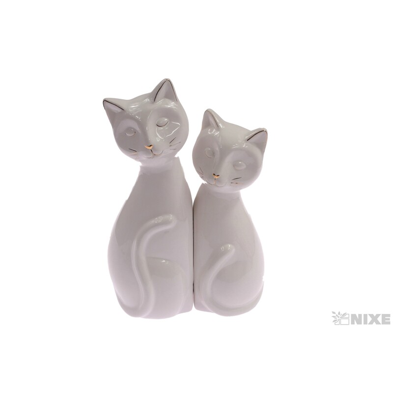 KOČKA KERAMIKA 2ks 28x8cm 24x7cm*BÍLÁ