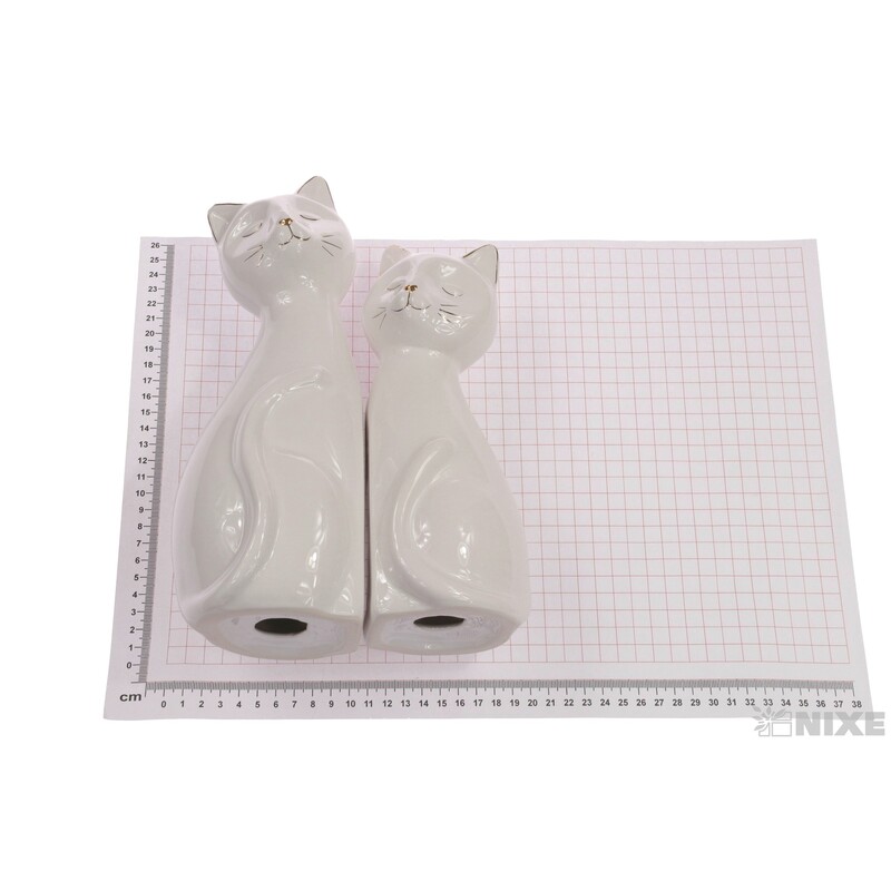 KOČKA KERAMIKA 2ks 28x8cm 24x7cm*BÍLÁ