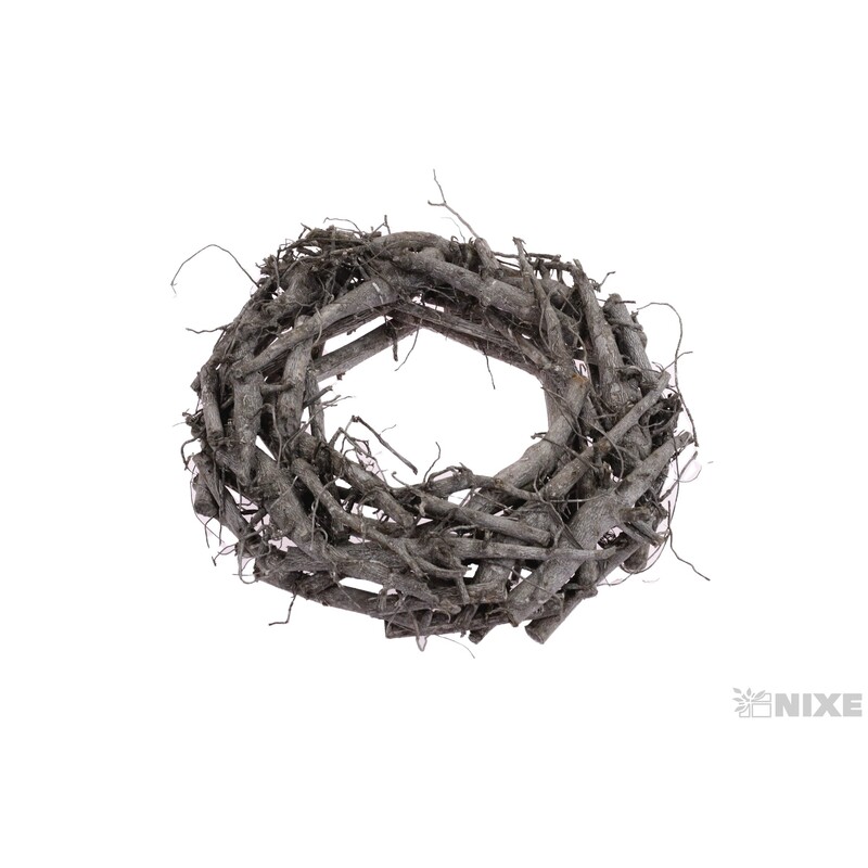 VĚNEC DŘEVO 30cm*ŠEDÁ