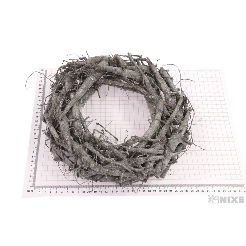 VĚNEC DŘEVO 30cm*ŠEDÁ