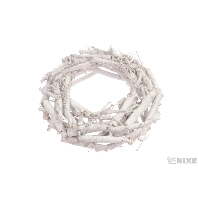 VĚNEC DŘEVO 30cm*BÍLÁ