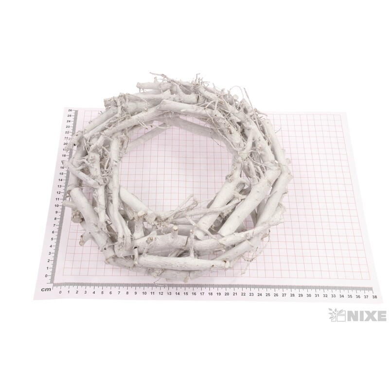 VĚNEC DŘEVO 30cm*BÍLÁ