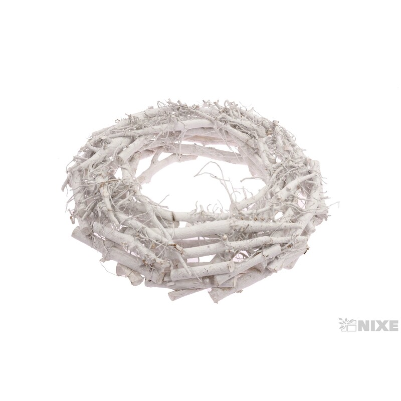 VĚNEC DŘEVO 40cm*BÍLÁ