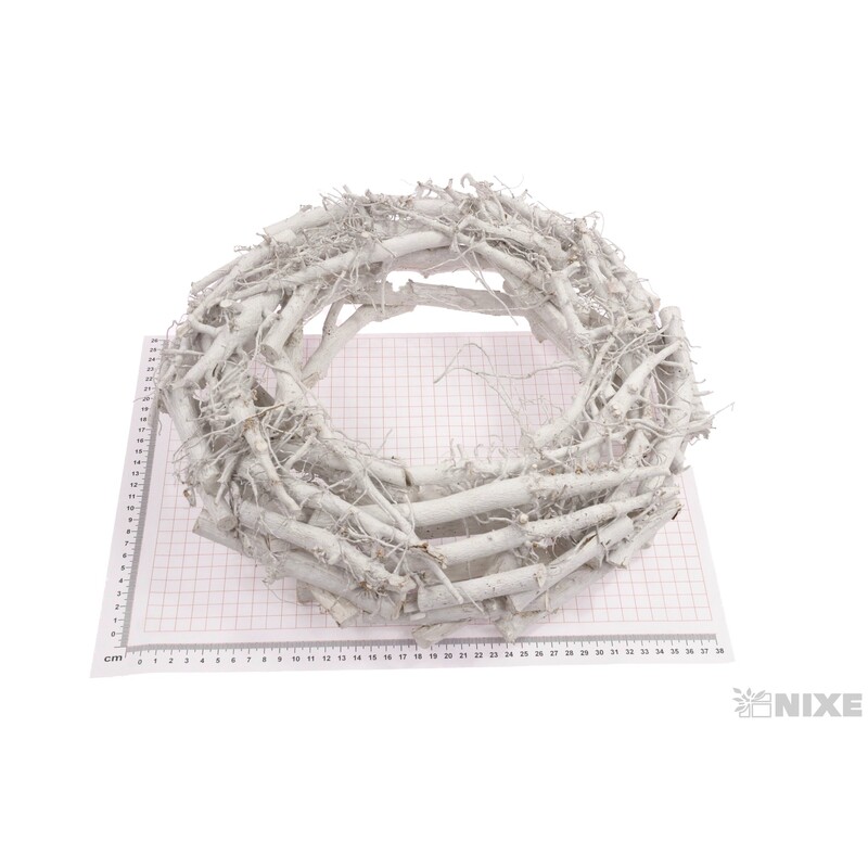 VĚNEC DŘEVO 40cm*BÍLÁ