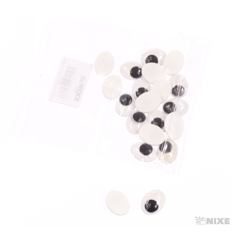 OČI PLASTOVÉ OVÁL 1,5x2cm 20ks NALEP