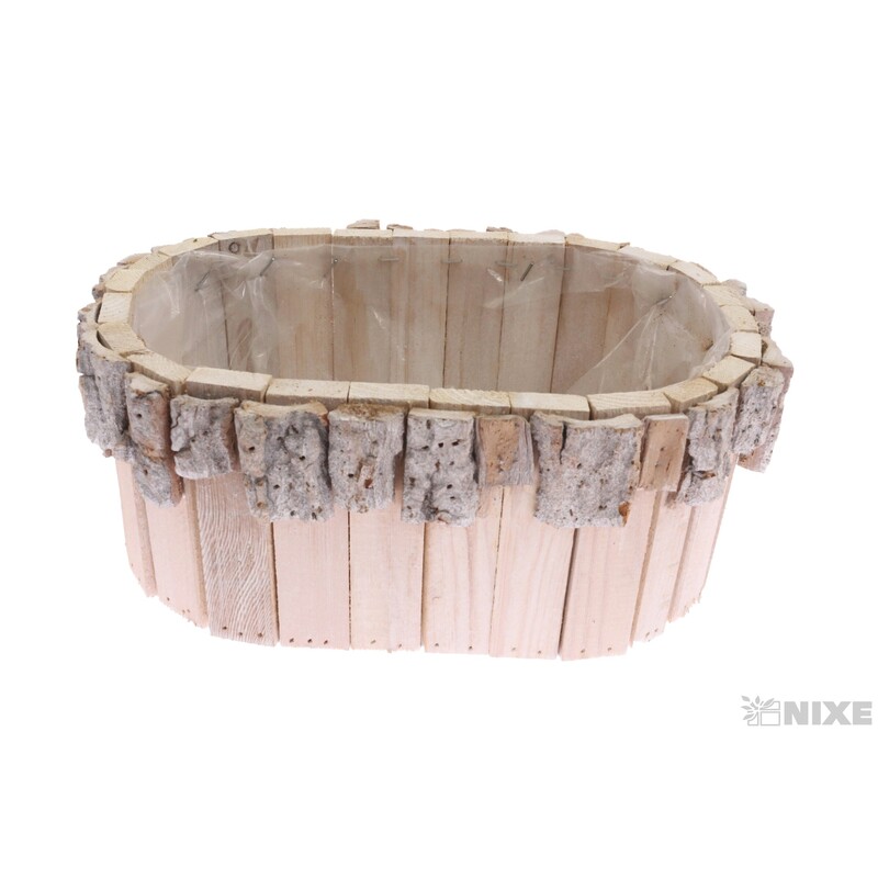 OBAL DŘEVO OVÁL 25x15x11cm*BÍLÁ