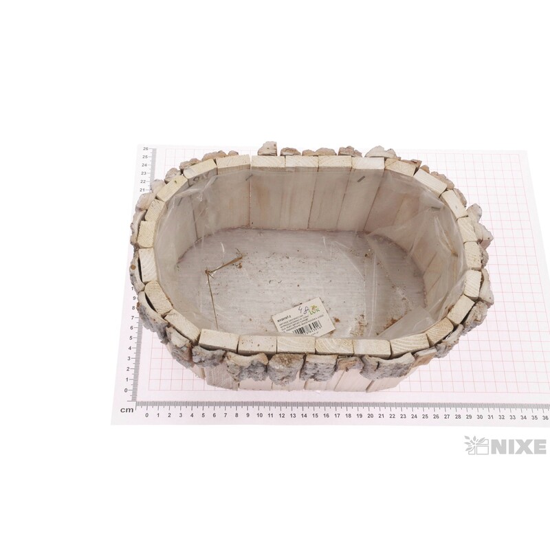 OBAL DŘEVO OVÁL 25x15x11cm*BÍLÁ