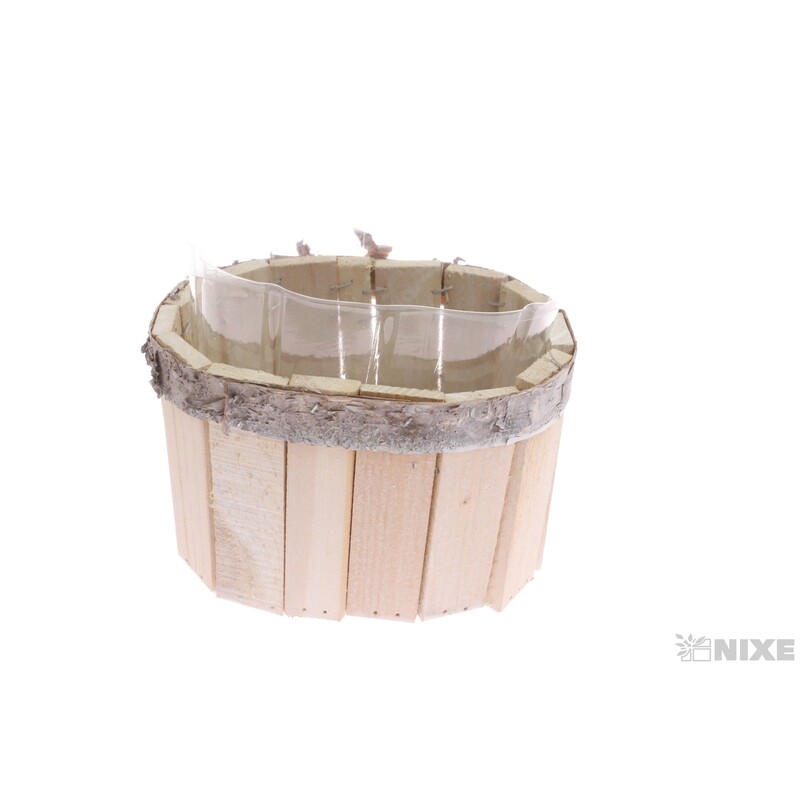 OBAL DŘEVO OVÁL 14x10x11cm*BÍLÁ