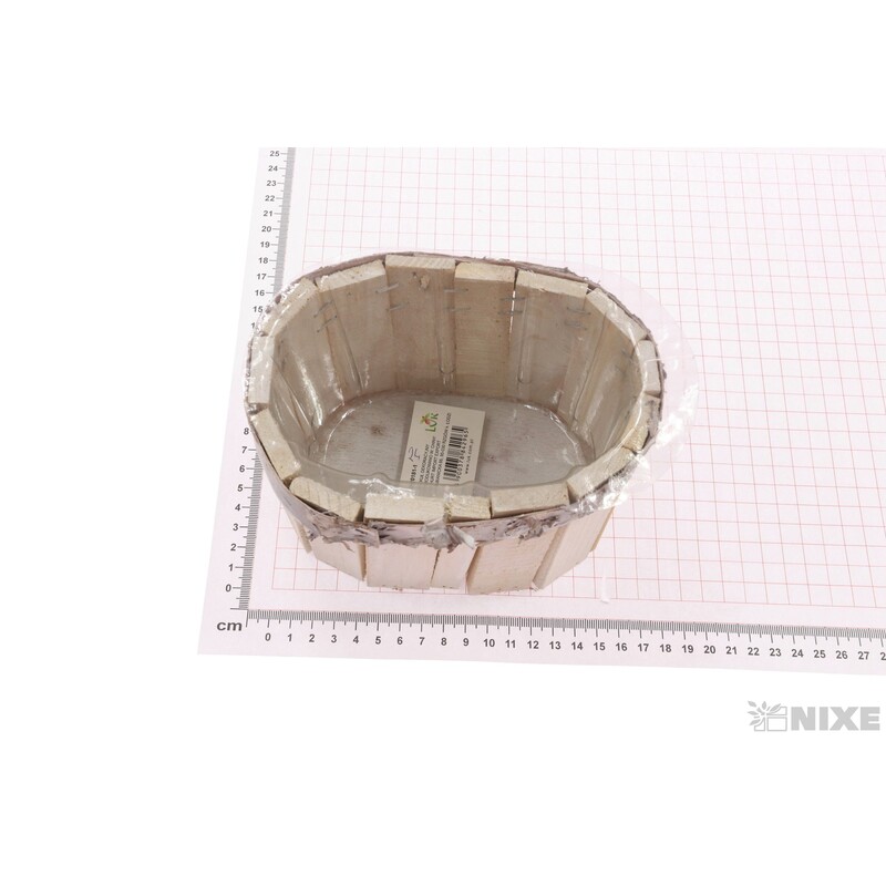 OBAL DŘEVO OVÁL 14x10x11cm*BÍLÁ