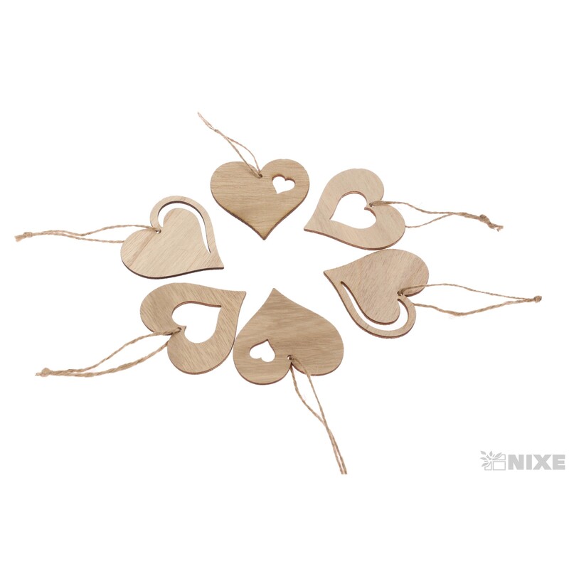 ZÁVĚS D SRDCE 7cm 6ks*PŘÍRODNÍ