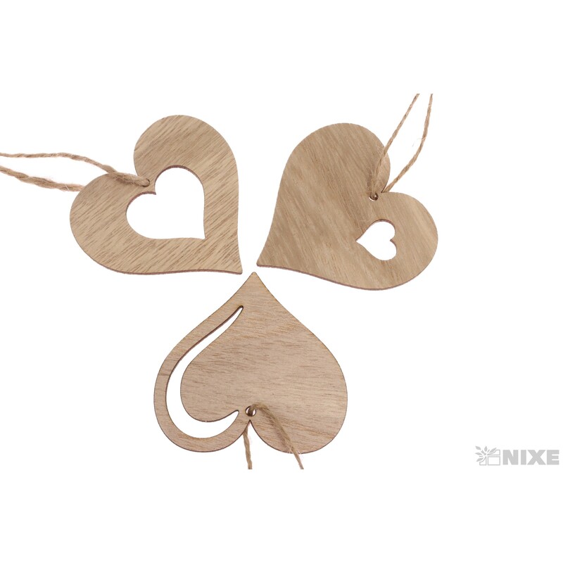 ZÁVĚS D SRDCE 7cm 6ks*PŘÍRODNÍ