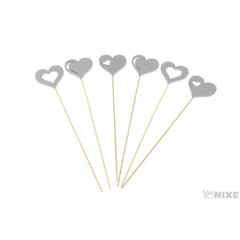 ZÁPICH D SRDCE 5x25cm 6ks*ŠEDÁ