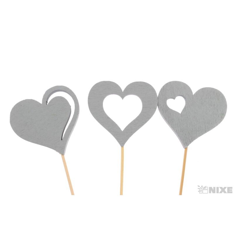 ZÁPICH D SRDCE 5x25cm 6ks*ŠEDÁ