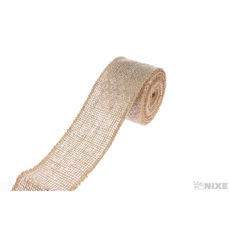 STUHA JUTA 60mmx5yd*PŘÍRODNÍ+STŘÍBRNÁ