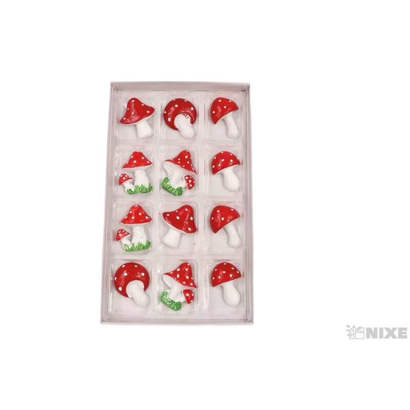 MUCHOMŮRKA NALEP. 3cm 12ks*MIX BAREV