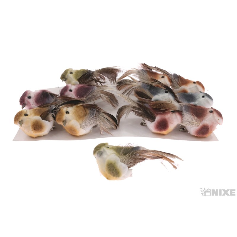 PTÁČEK KLIPS 14cm 12ks*MIX BAREV