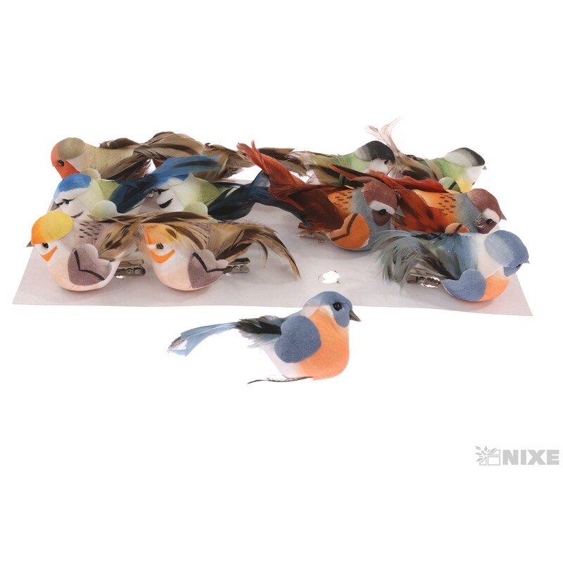 PTÁČEK KLIPS 8cm 12ks*MIX BAREV