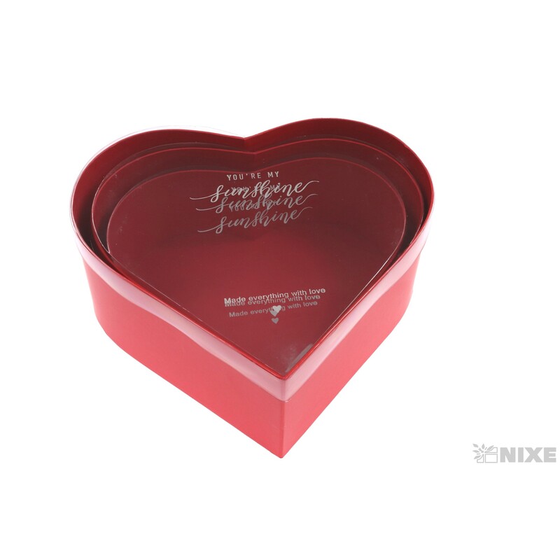 KRABICE SRDCE 3ks 26x11cm 23x10 21x9*ČERVENÁ