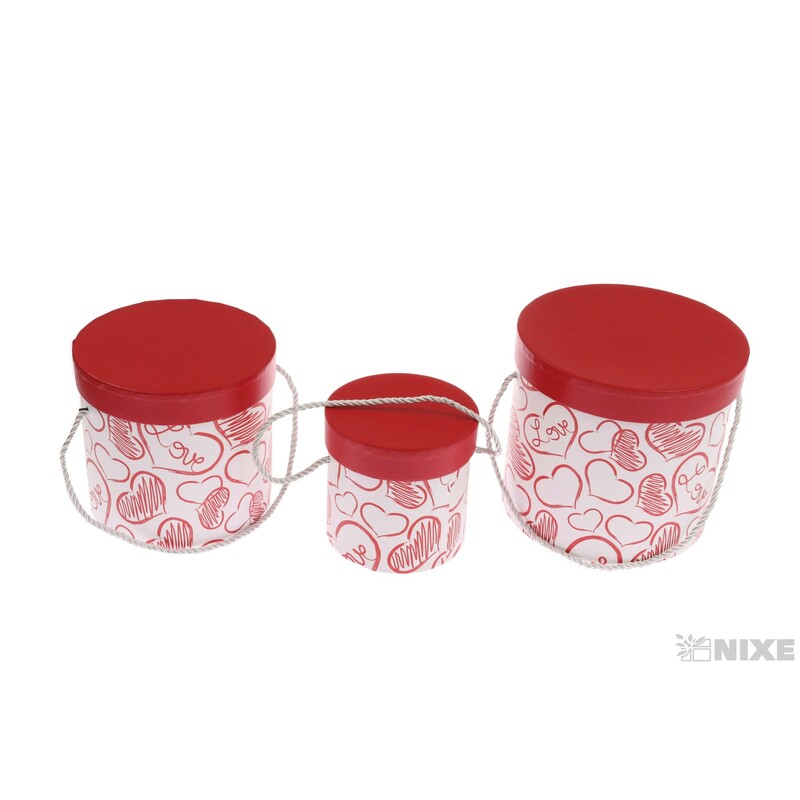 KVĚTINOVÝ BOX 3ks pr. 18x17cm 15x15 11x12*ČERVENÁ