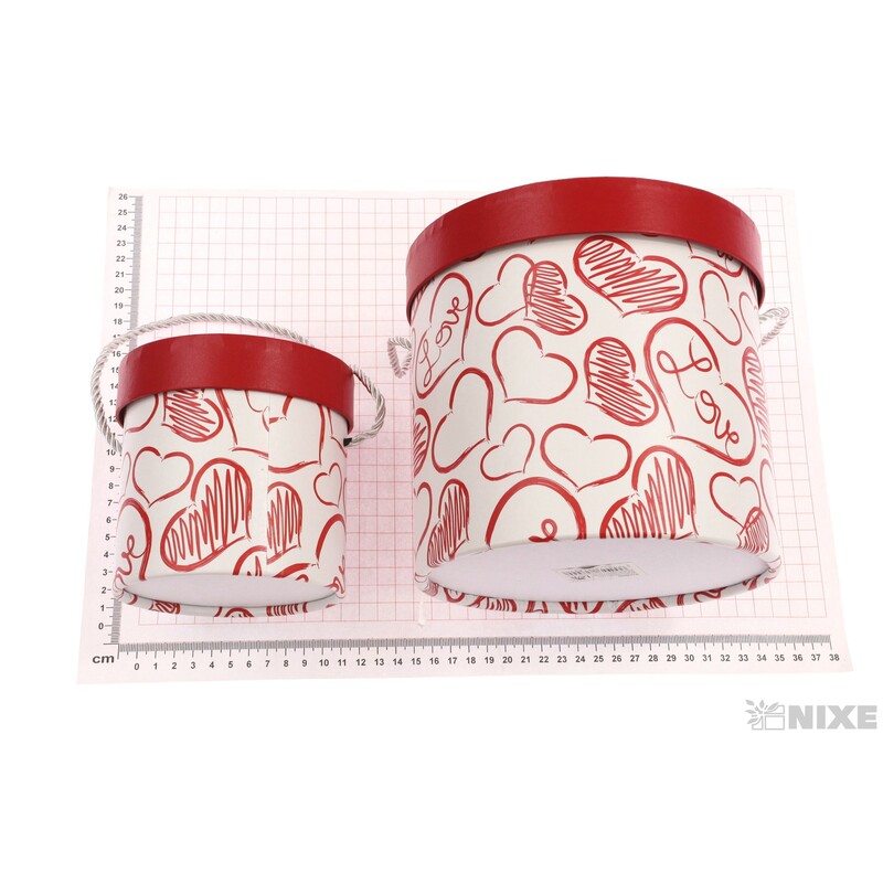 KVĚTINOVÝ BOX 3ks pr. 18x17cm 15x15 11x12*ČERVENÁ