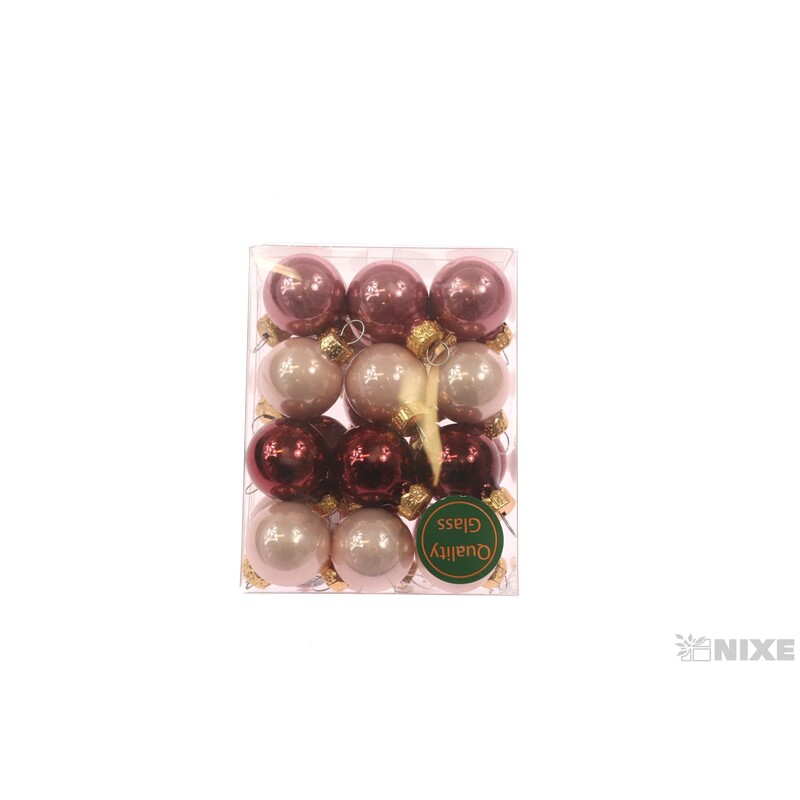 KOULE ZÁVĚS 2,5cm 24ks MIX*RŮŽOVÁ