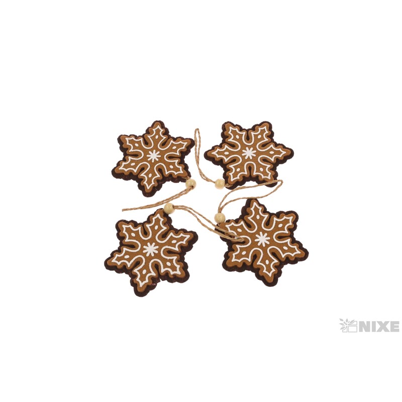 ZÁVĚS PERNÍČEK VLOČKA 7cm 4ks*HNĚDÁ