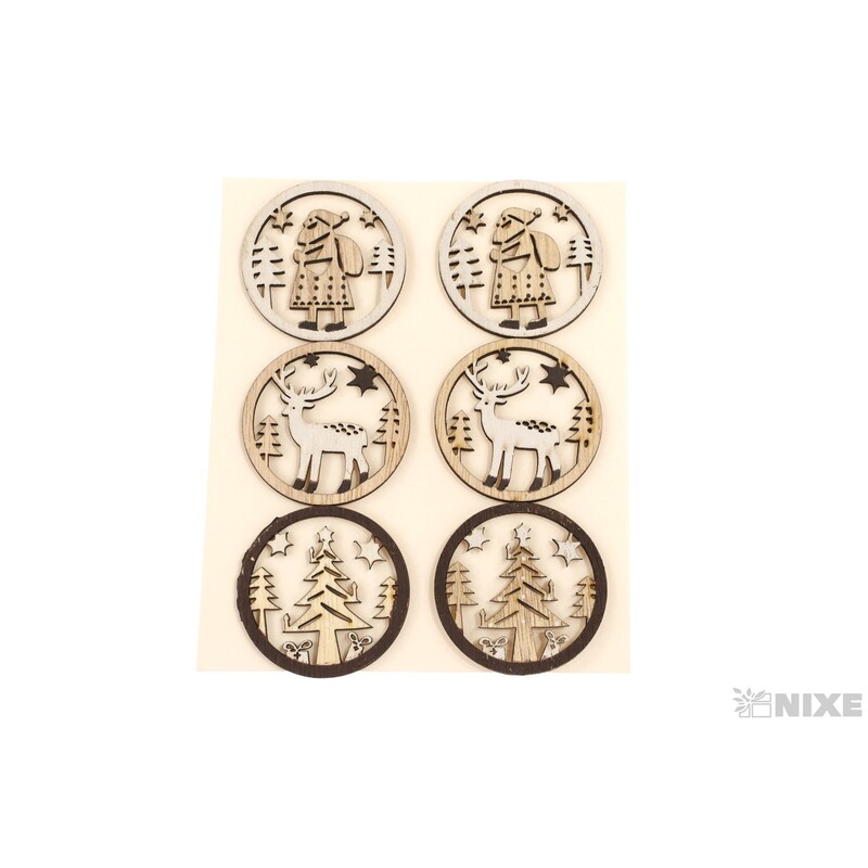 VÁNOCE NALEP 6ks 5cm*MIX BAREV