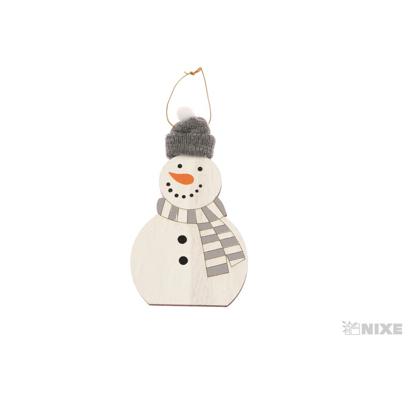 ZÁVĚS SNĚHULÁK D 8,5x15cm*ŠEDÁ