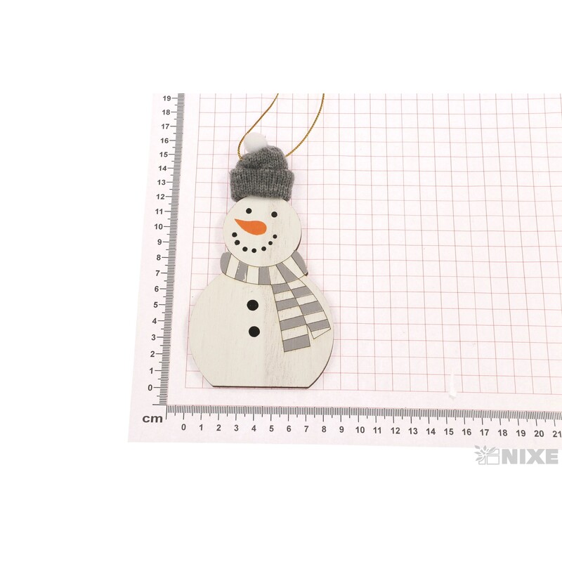 ZÁVĚS SNĚHULÁK D 8,5x15cm*ŠEDÁ