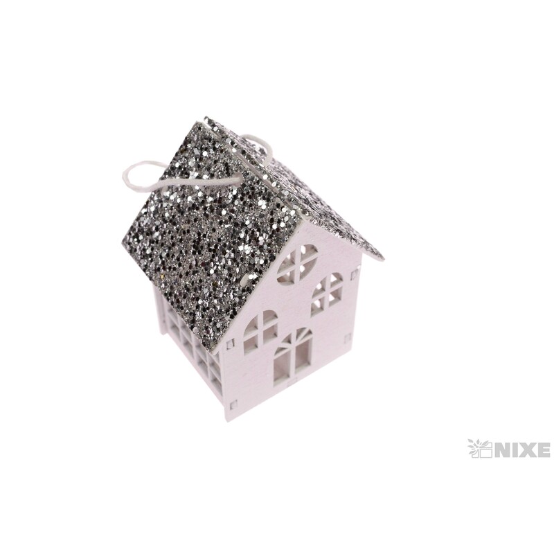 ZÁVĚS DOMEČEK 4x6cm*STŘÍBRNÁ