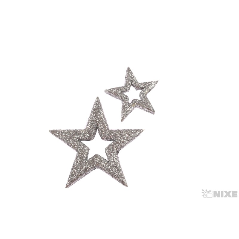 HVĚZDA 3,5cm 24ks*STŘÍBRNÁ