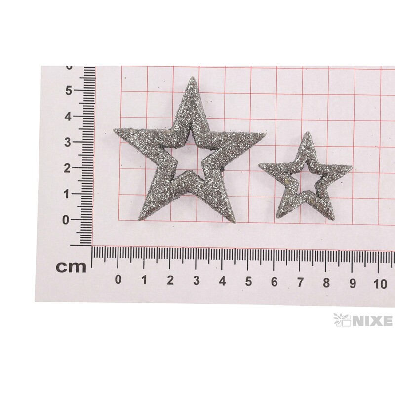 HVĚZDA 3,5cm 24ks*STŘÍBRNÁ