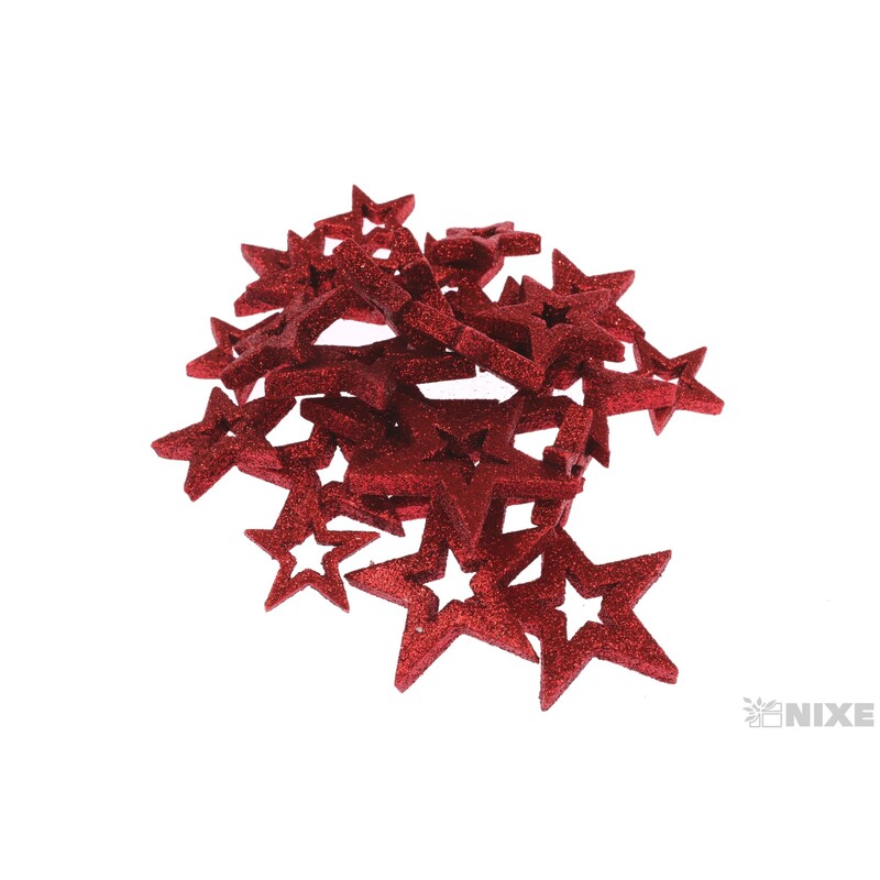 HVĚZDA 3,5cm 24ks*ČERVENÁ