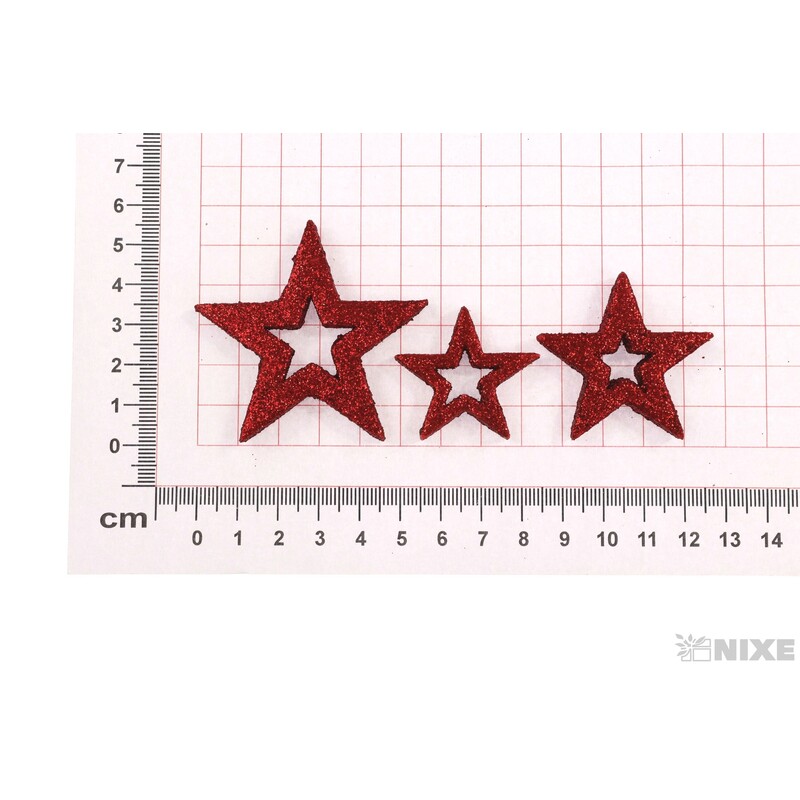 HVĚZDA 3,5cm 24ks*ČERVENÁ