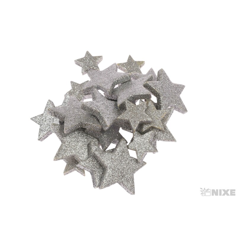 HVĚZDA 5-4-3cm 24ks*STŘÍBRNÁ