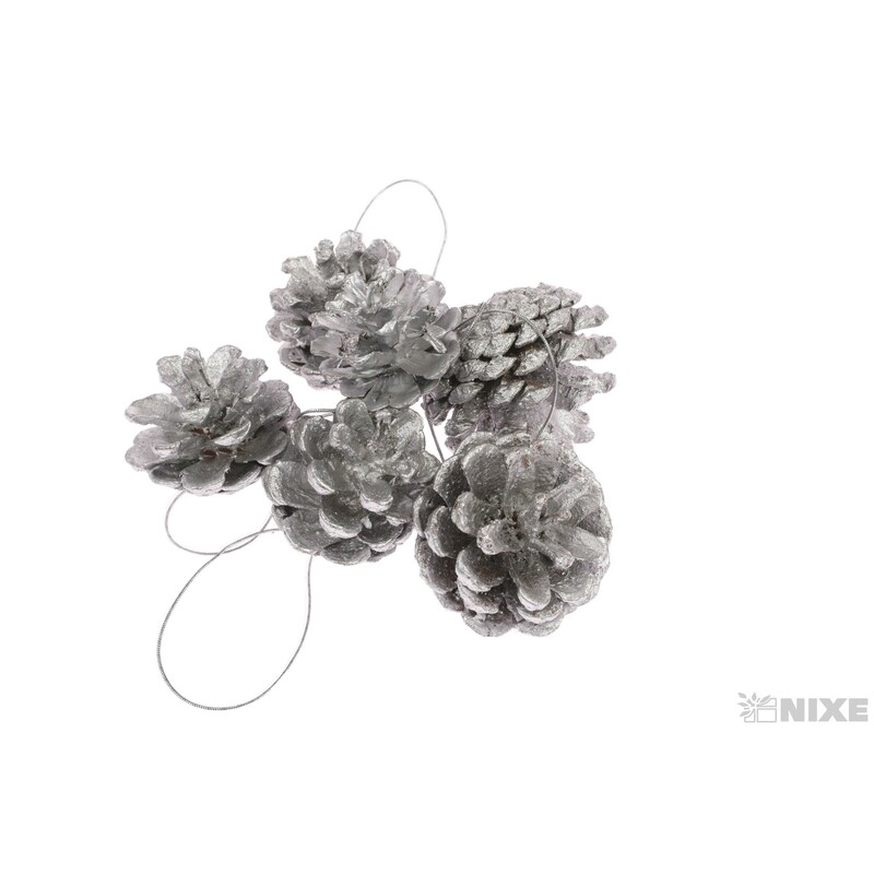 ZÁVĚS ŠIŠKY 4cm 6ks*STŘÍBRNÁ