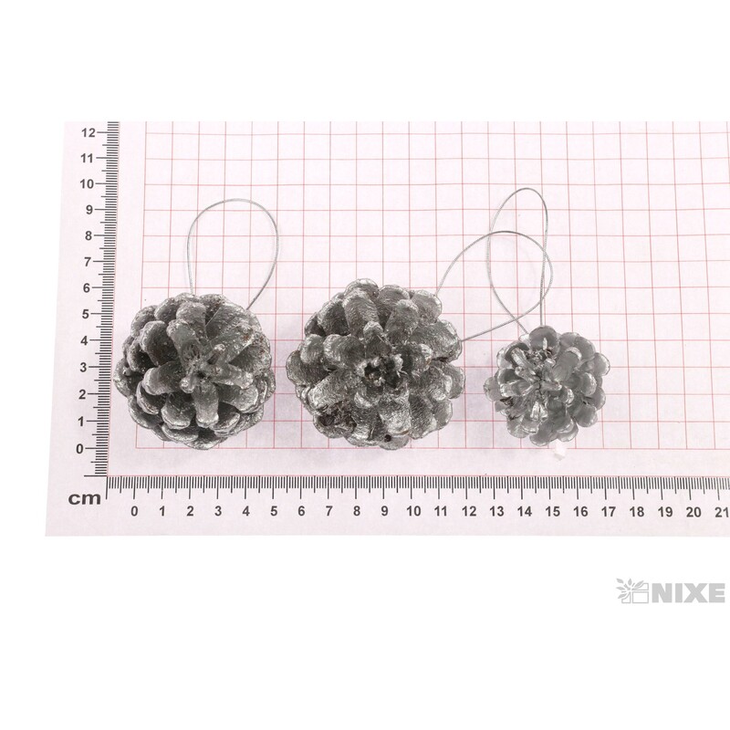 ZÁVĚS ŠIŠKY 4cm 6ks*STŘÍBRNÁ