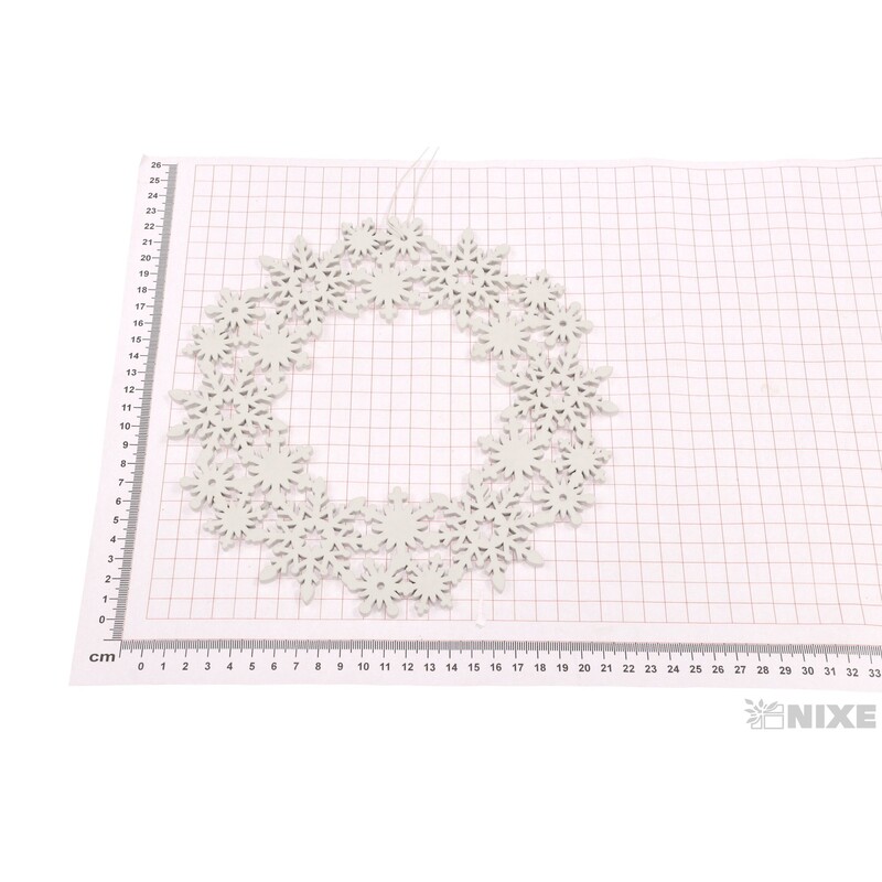 ZÁVĚS VĚNEC VLOČKA 22cm*BÍLÁ V+