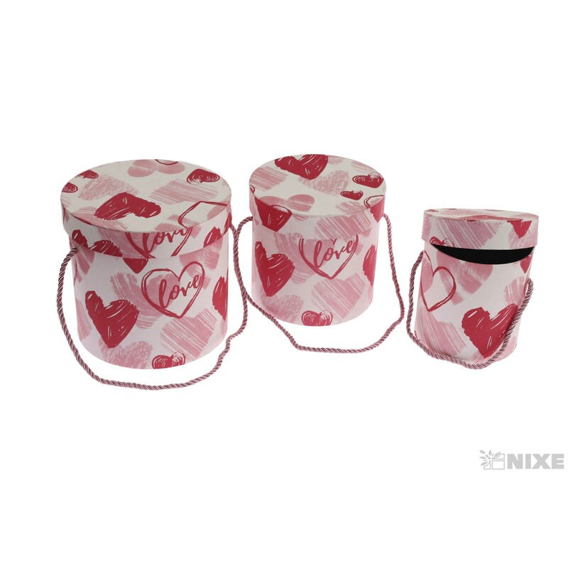 KVĚTINOVÝ BOX 3ks pr. 18x17cm 15x15 11x12*ČERVENÁ